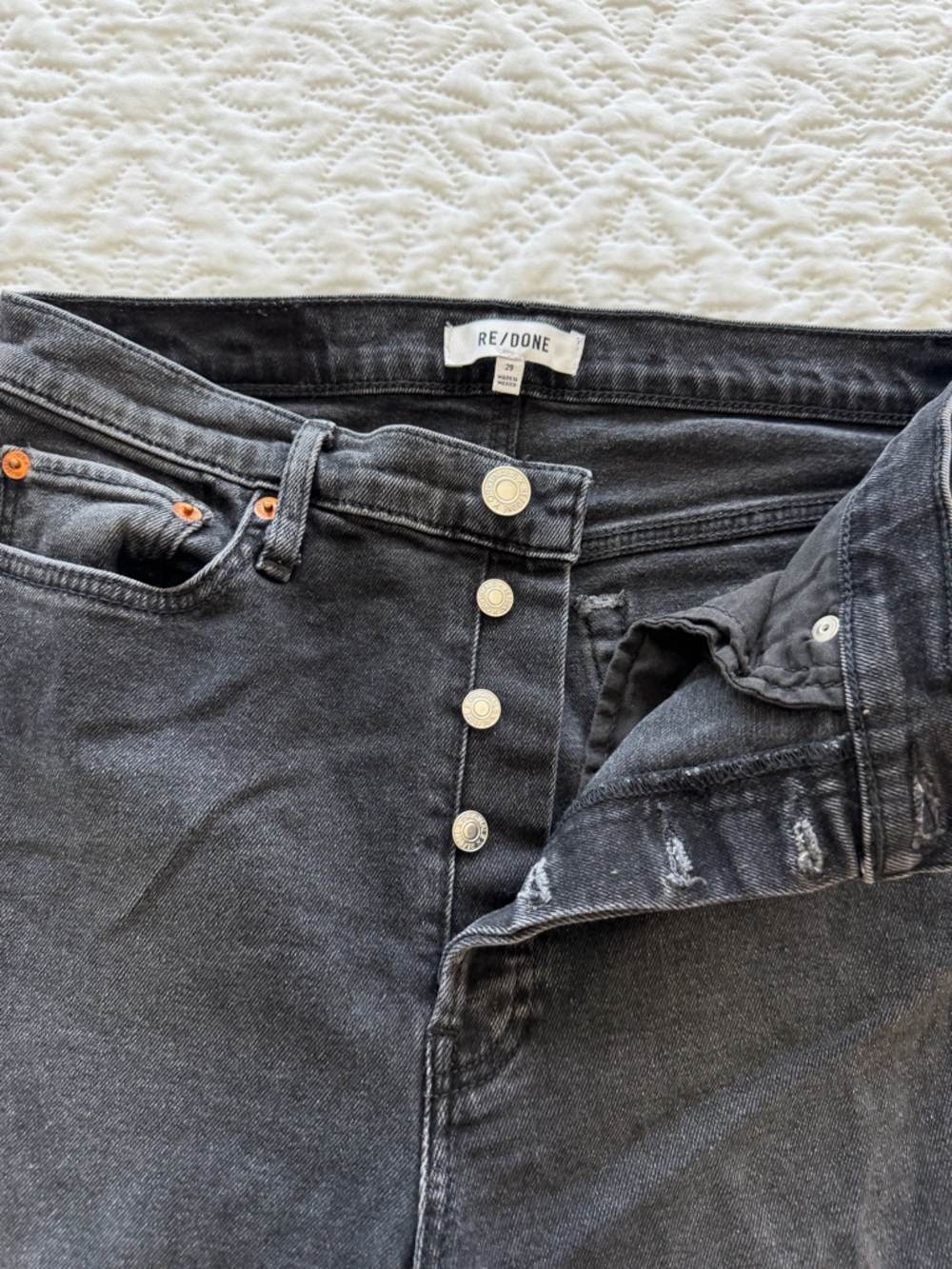 Re/Done Black Denim Waistband Jeans